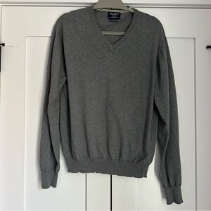 Hackett Grey V-Neck Sweater, 100% cotton, Large